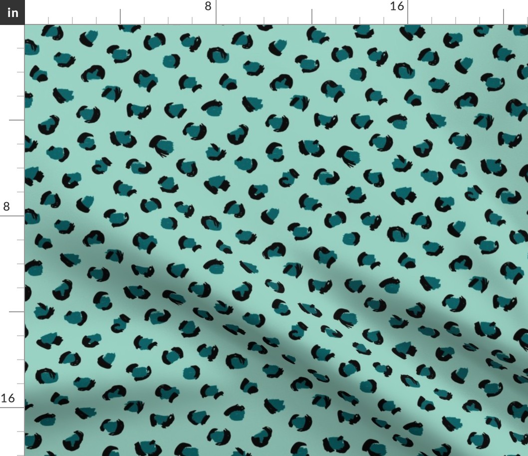 Trendy panther print animals fur modern Scandinavian style raw brush  abstract teal mint