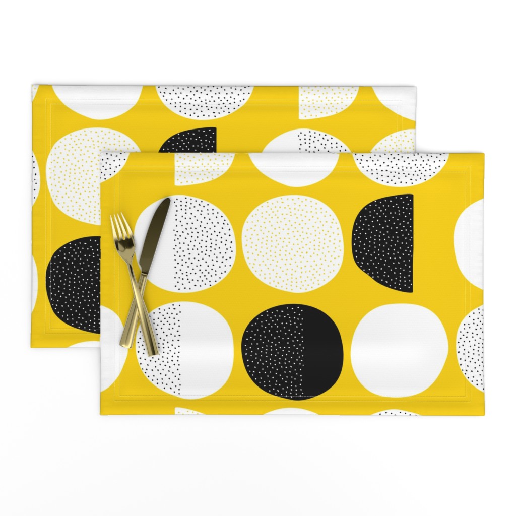 Abstract moon cycle Scandinavian minimal retro circle design gender neutral yellow jumbo