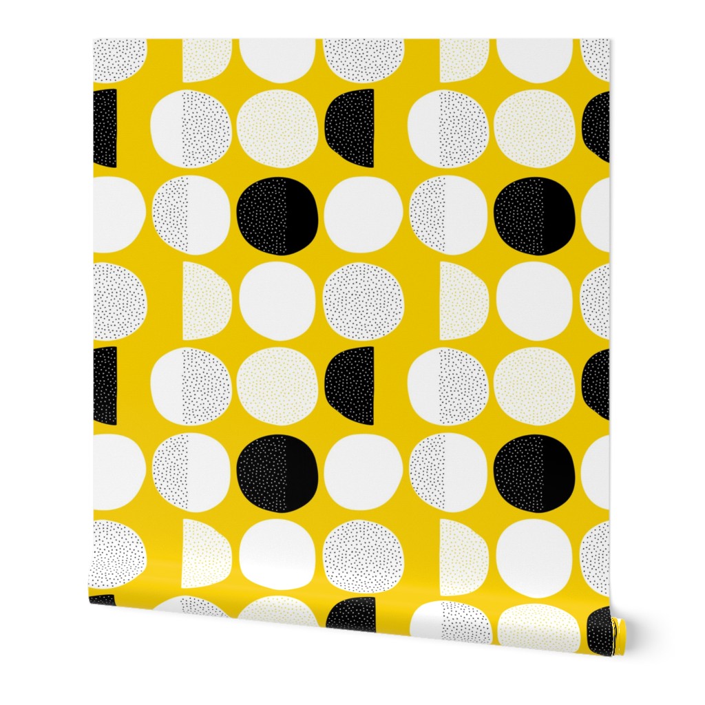 Abstract moon cycle Scandinavian minimal retro circle design gender neutral yellow jumbo