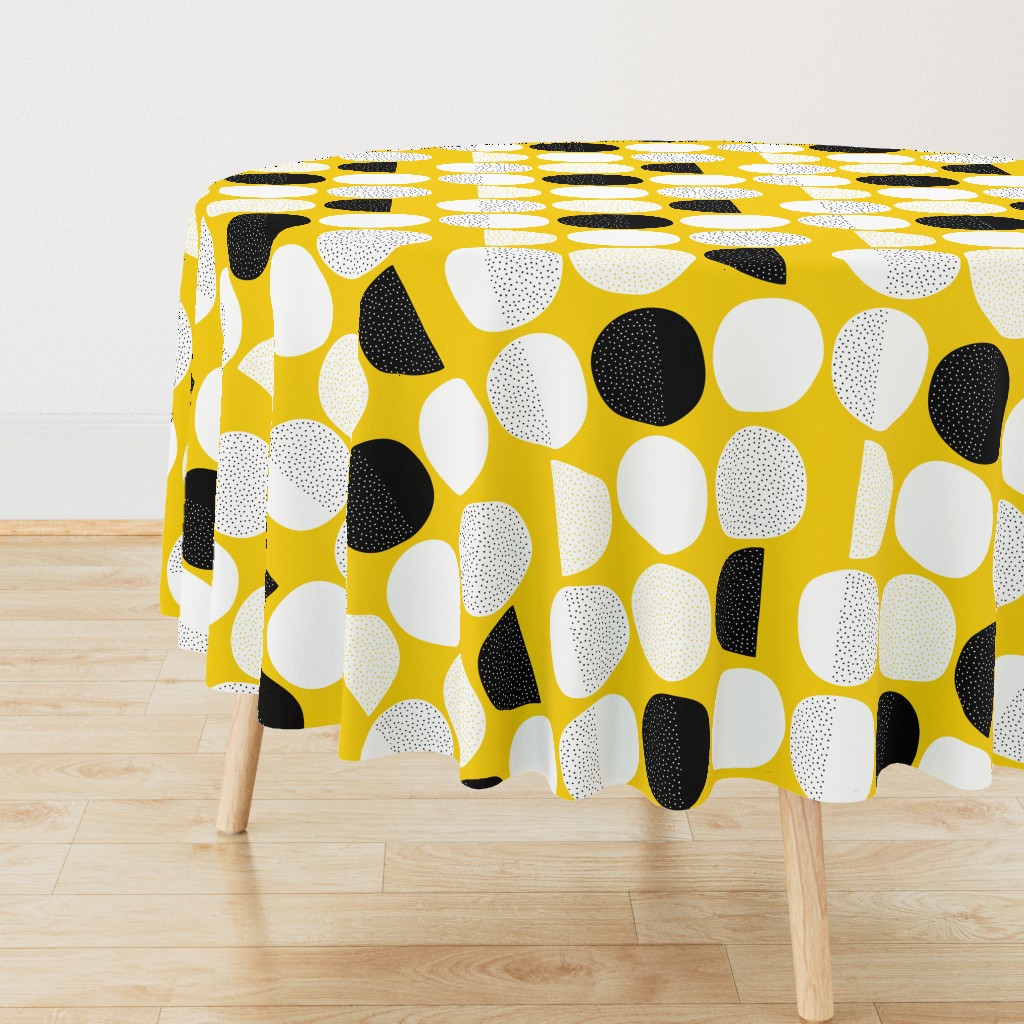 Abstract moon cycle Scandinavian minimal retro circle design gender neutral yellow jumbo