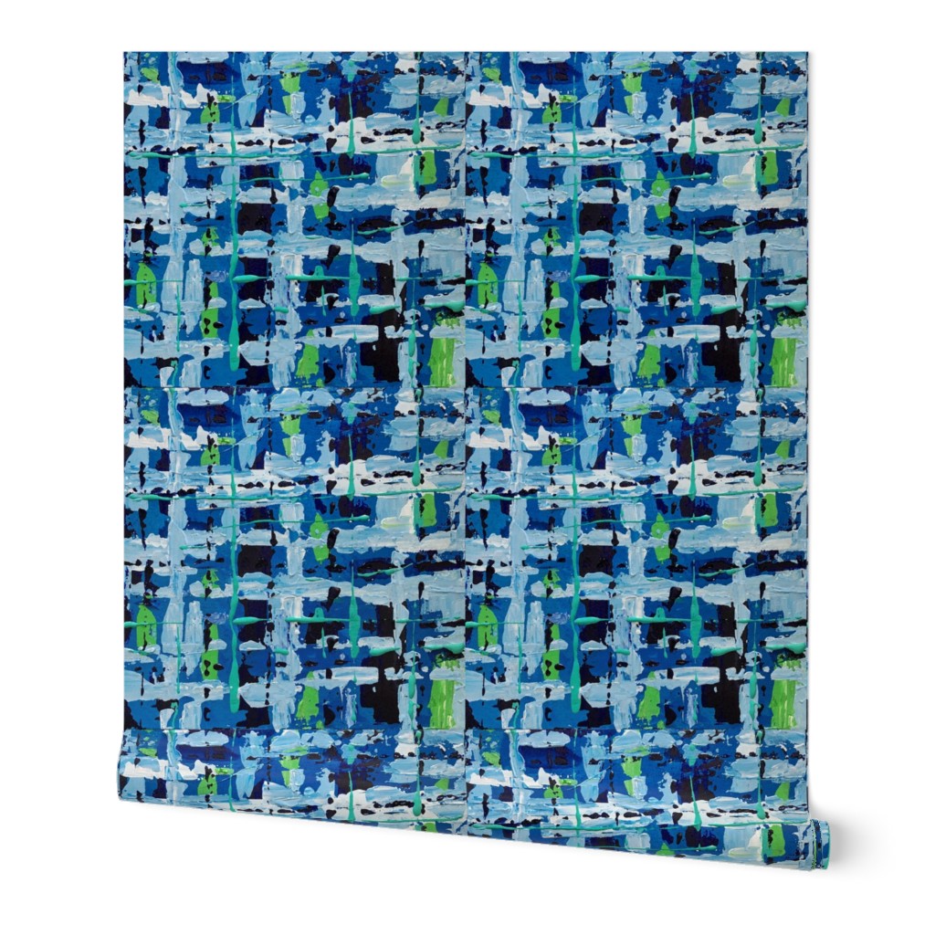 Abstract Art Blue and Green Plaid