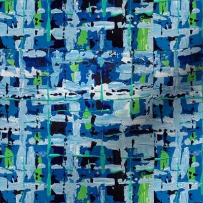 Abstract Art Blue and Green Plaid