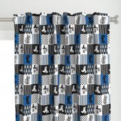 3 inch 4 Wheel/ATV/A little Dirt Never Hurt - Wholecloth Cheater Quilt - Blue - Rotated