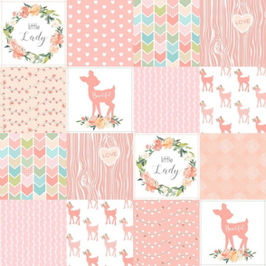 4.5" Baby Girl Wholecloth - Little Lady - Peach Patchwork Floral Quilt Top 