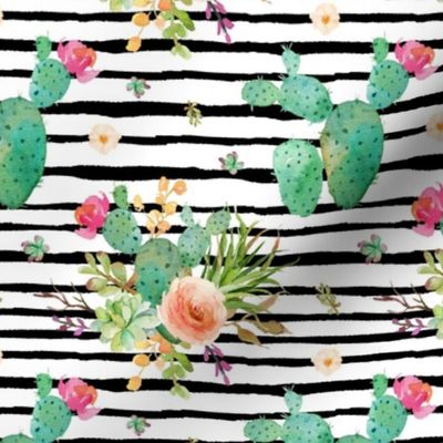 Paddle Cactus Floral – Black Stripe