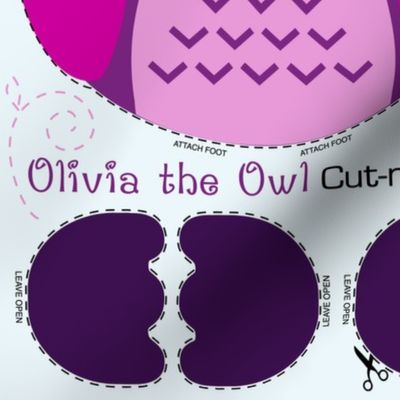 Olivia the Owl Cut and Sew Pillow Purple