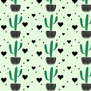 Cute cactuses and black hearts