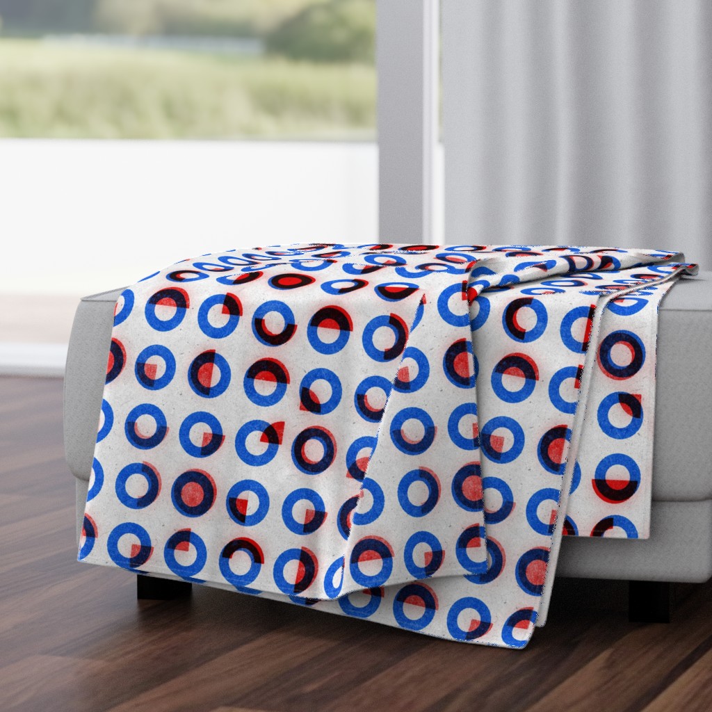 bauhaus print red blue rings