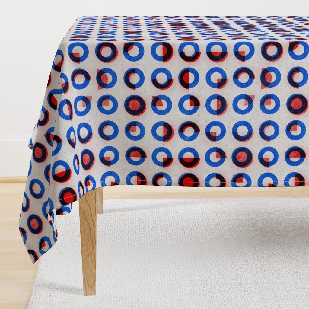 bauhaus print red blue rings