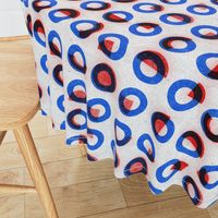 bauhaus print red blue rings