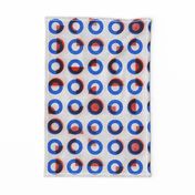 bauhaus print red blue rings