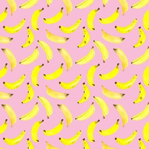 Banana Watercolour on Pink Small
