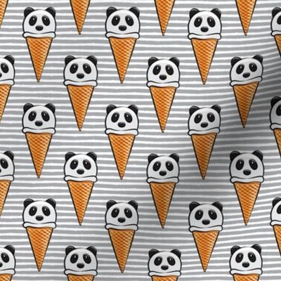 panda icecream cones on grey stripes