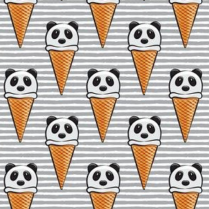 panda icecream cones on grey stripes