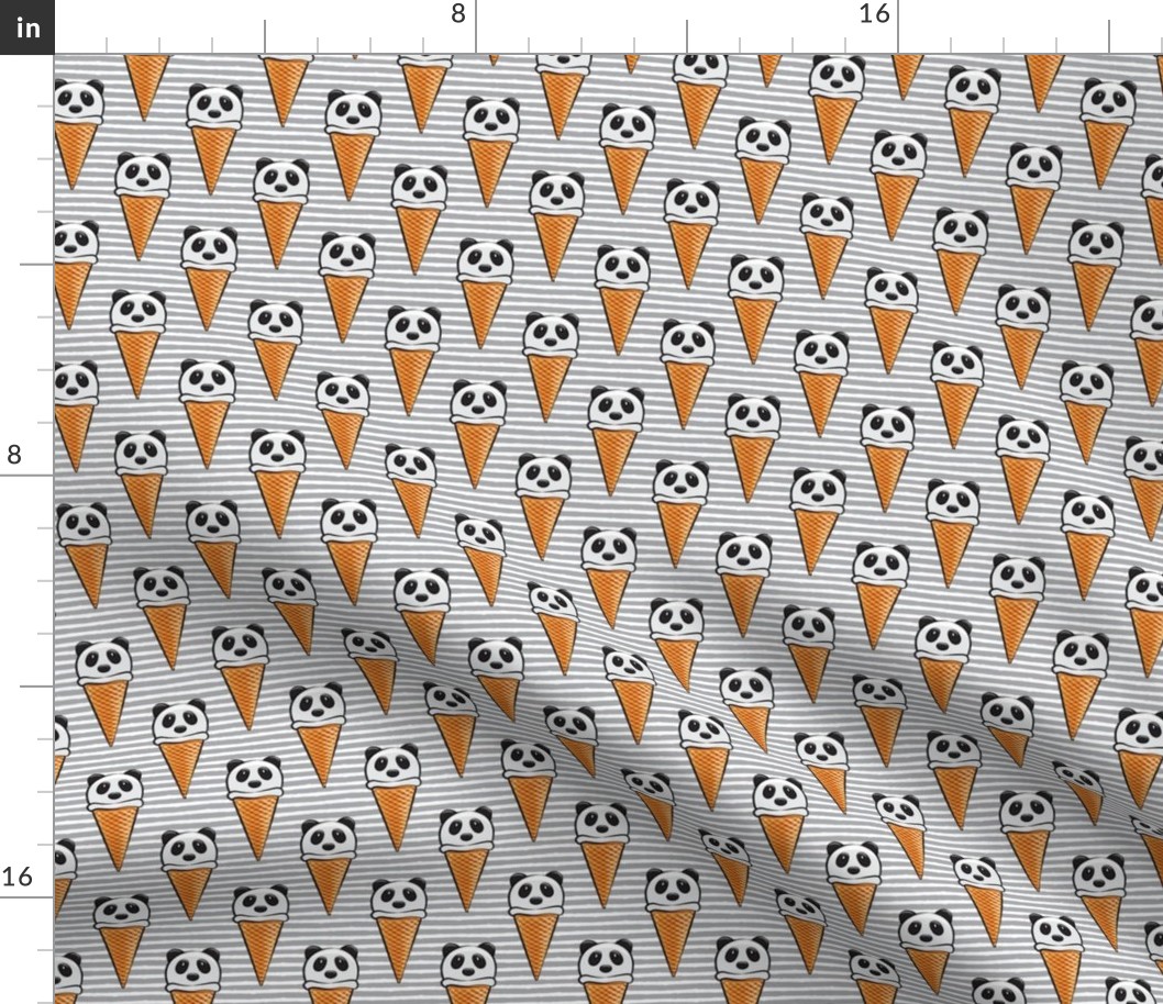 panda icecream cones on grey stripes