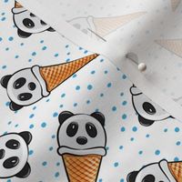 panda icecream cones - blue dots
