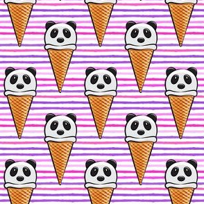 panda icecream cones on purple and pink stripes