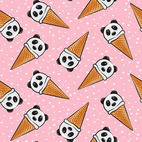 panda icecream cones - pink with dots