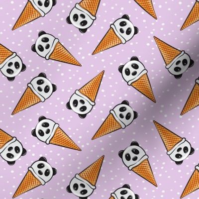 panda icecream cones - purple with dots