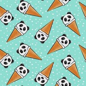 panda icecream cones - mint with dots