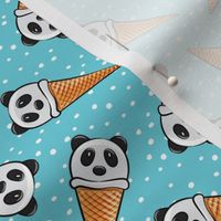 panda icecream cones - blue with dots