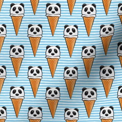 panda icecream cones on blue stripes