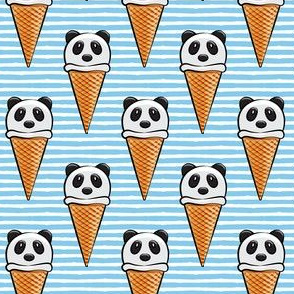 panda icecream cones on blue stripes