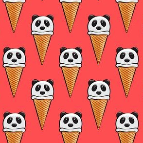panda icecream cones on red