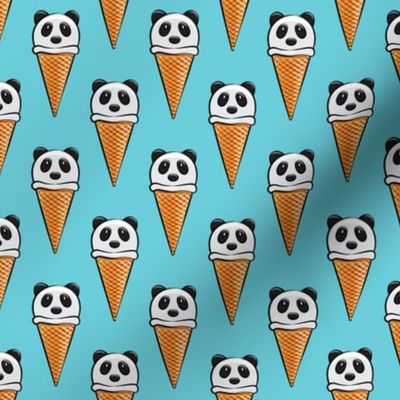 panda icecream cones on blue