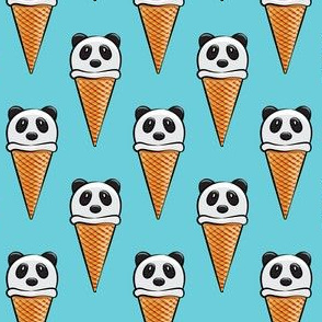 panda icecream cones on blue