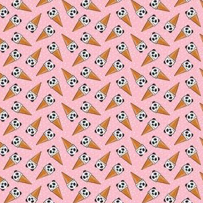 (extra small scale) panda icecream cones - pink with dots