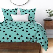 Turquoise and Black Large Polka Dot Geometric 