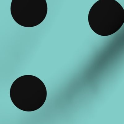Turquoise and Black Large Polka Dot Geometric 