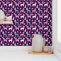 great dane (small scale) outer space astronaut dog fabric purple