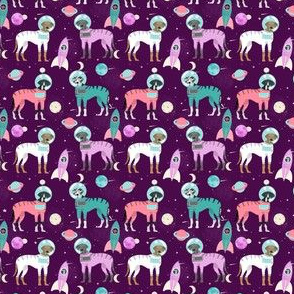 great dane (small scale) outer space astronaut dog fabric purple
