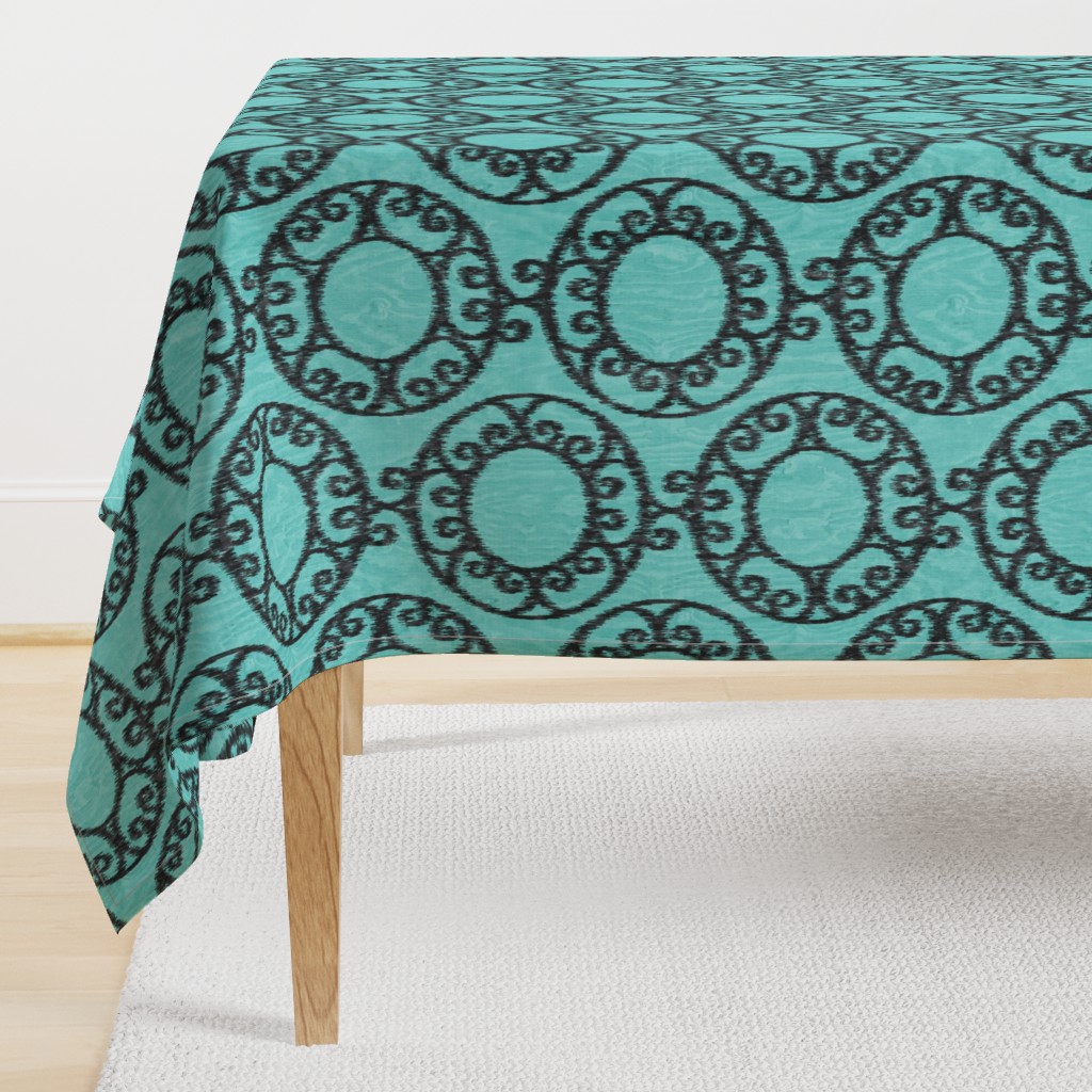 Scrolled Ringed Ikat Aruba Blue Caviar