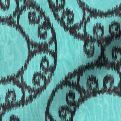 Scrolled Ringed Ikat Aruba Blue Caviar