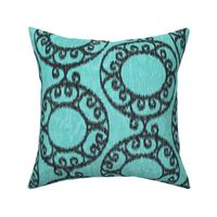 Scrolled Ringed Ikat Aruba Blue Caviar