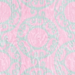 Scrolled Ringed Ikat Cherry Blossom Glacier