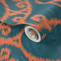 Scrolled Ringed Ikat Colonial Blue Koi