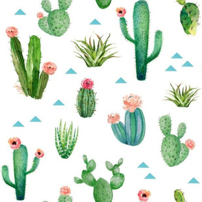 Watercolor Cactus Garden - large scale
