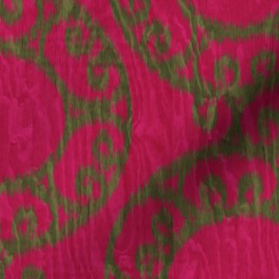 Scrolled Ringed Ikat Jazzy Pesto