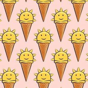 sunshine icecream cones on pink 