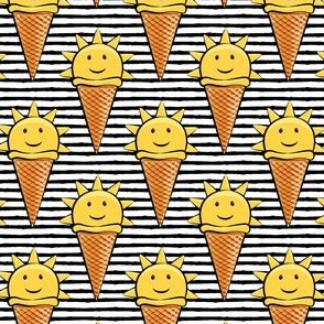 sunshine icecream cones on black stripes