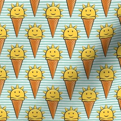 sunshine icecream cones on aqua stripes