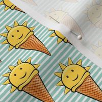 sunshine icecream cones on aqua stripes