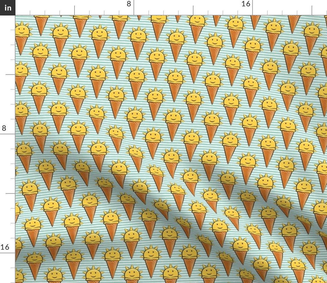 sunshine icecream cones on aqua stripes