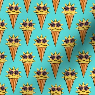 sunshine icecream cones (with glasses) teal