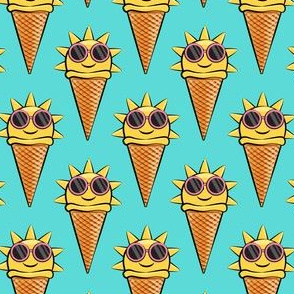 sunshine icecream cones (with glasses) teal