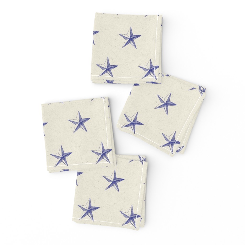 stars print blue engraved textured